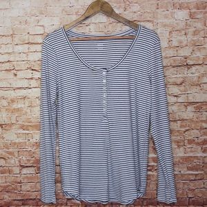 Ana | Black/White Striped Long Sleeve Top